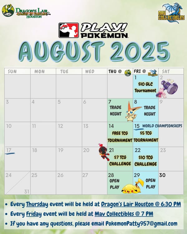 August calendar for BOTH leagues!